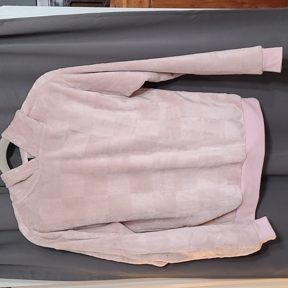 Cold Crush Plush Hoodie Dusty Rose Checkered Size S GUC READ
